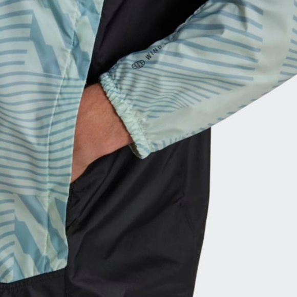 adidas Terrex Trail Running Printed Wind Jacket Linen Green Magic Grey - Picture 5 of 8